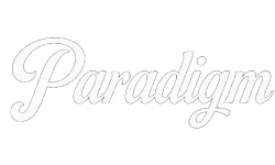 Paradigm in script text as a logo